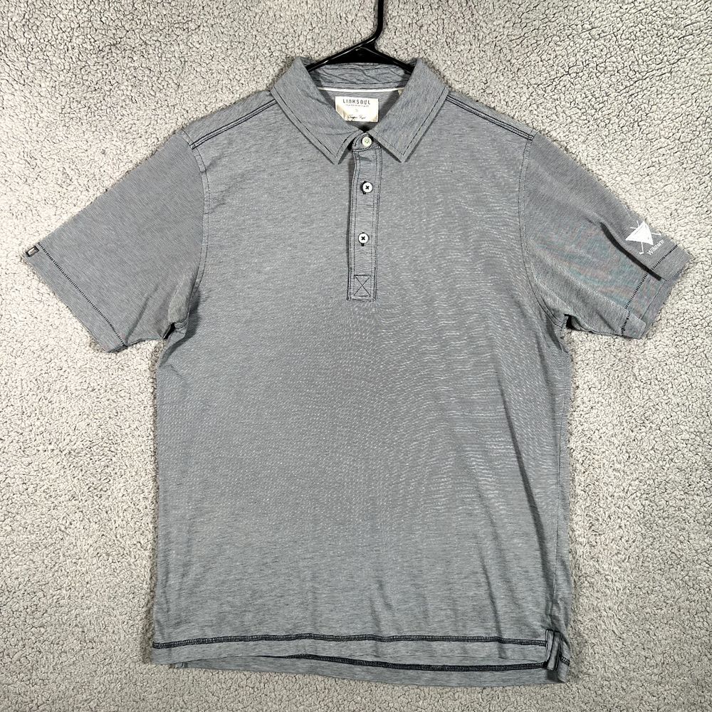 LinkSoul Polo Shirt Mens Small Blue 3 Button Golf Short Sleeve Athletic Club
